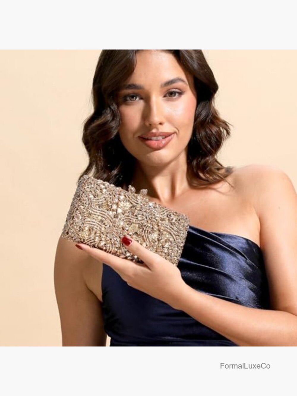 Floral Crystal Clutch Purse Evening Handbag Rhinestone Bridal Mini Bag - Picture 6 of 7